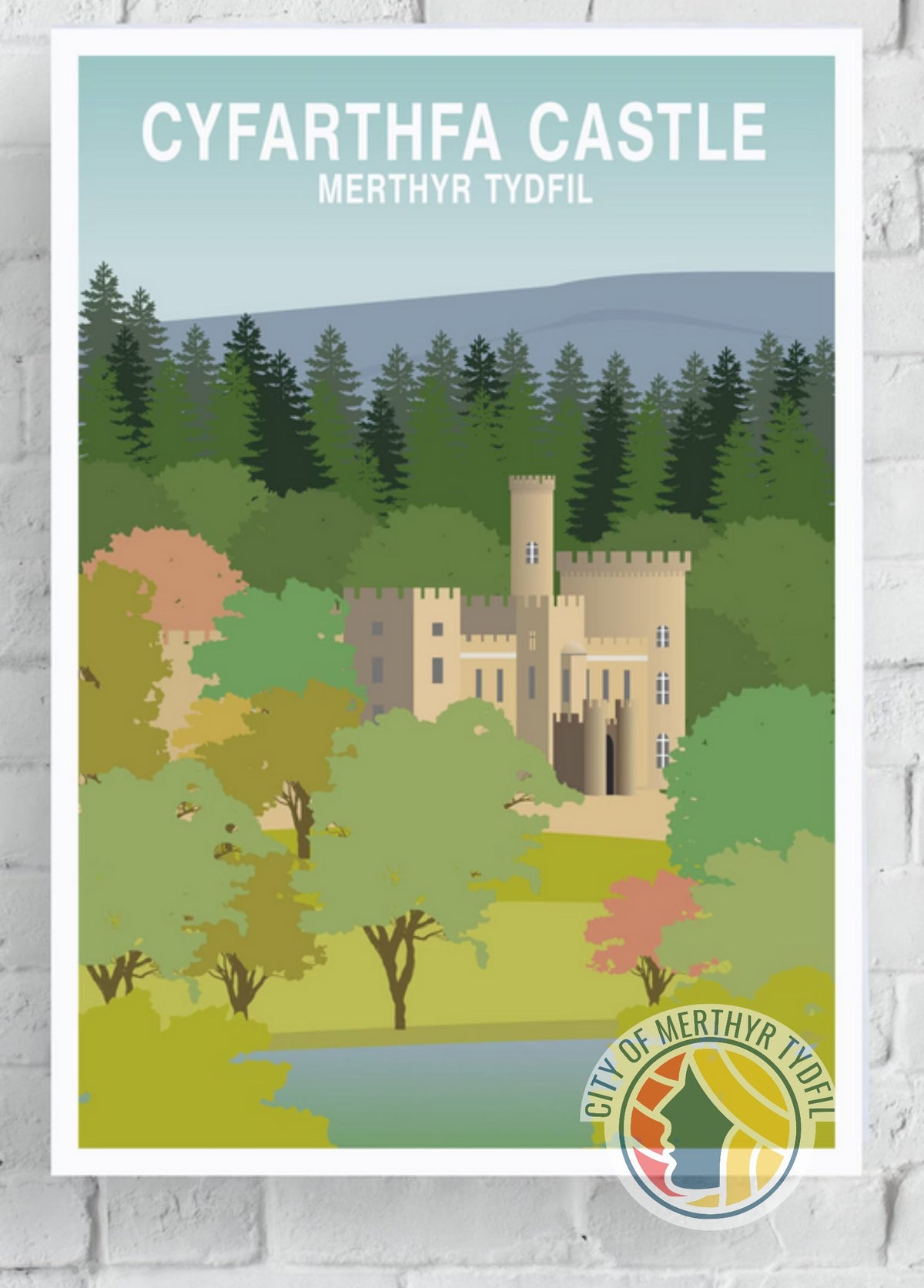 Cyfarthfa Castle print - vintage travel style poster